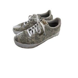 Puma Carina Snakeskin Sneakers Gray Tan Animal Print Low Top Shoes 373928-01 8.5